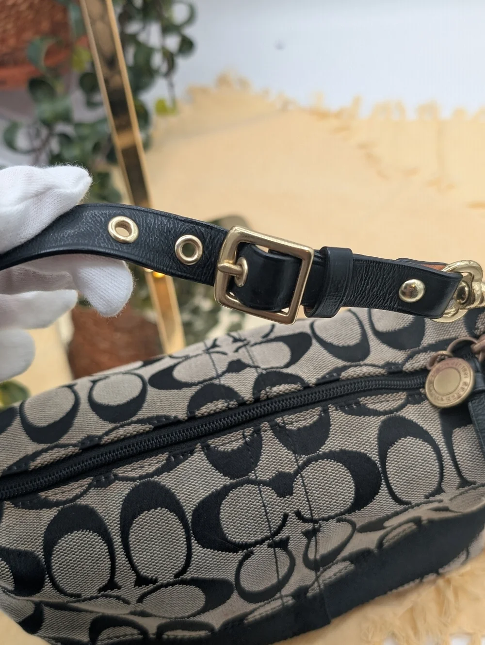 Coach Signature C Jacquard Black Demi Mini Baguette Purse Anniversary Y2K #40024